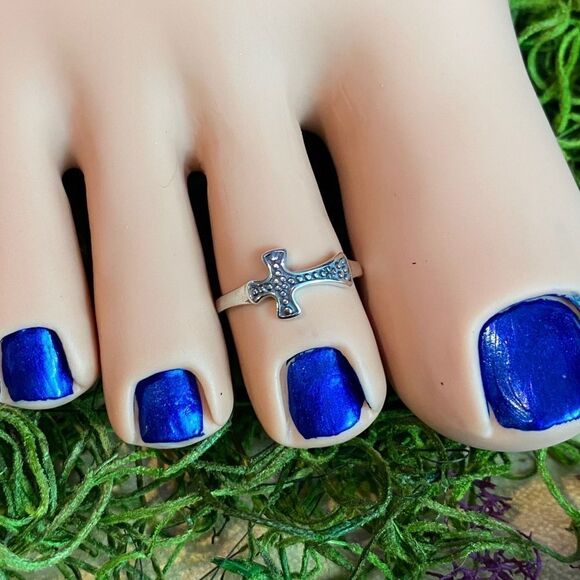 Cross sterling silver adjustable toe/midi ring - Picture 2 of 4